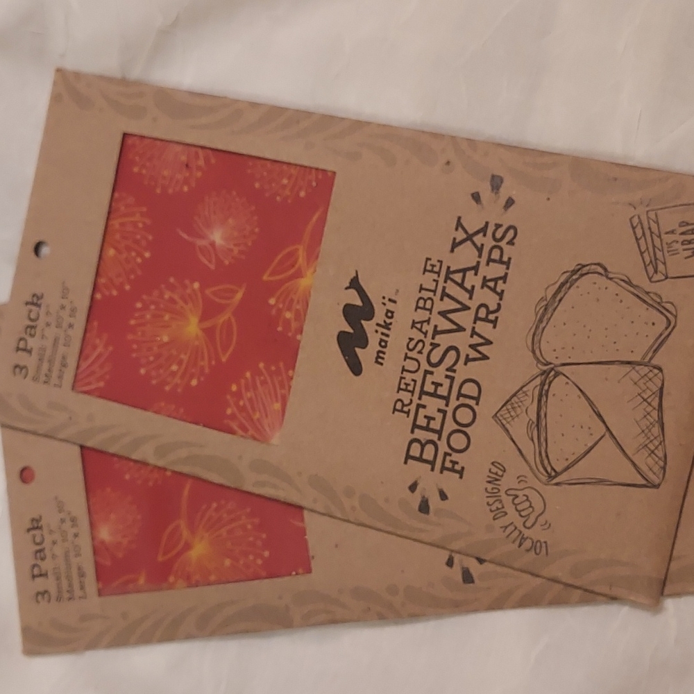 💥Reusable beeswax food wraps with Hawaiian print NWOT